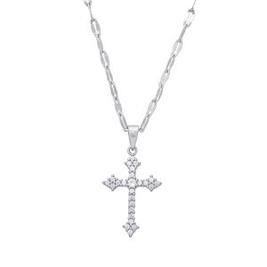 Gianni Argento Cross Lab Grown Sapphire Pendant Necklace