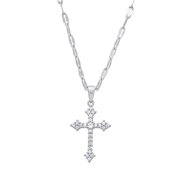 Gianni Argento Cross Lab Grown Sapphire Pendant Necklace