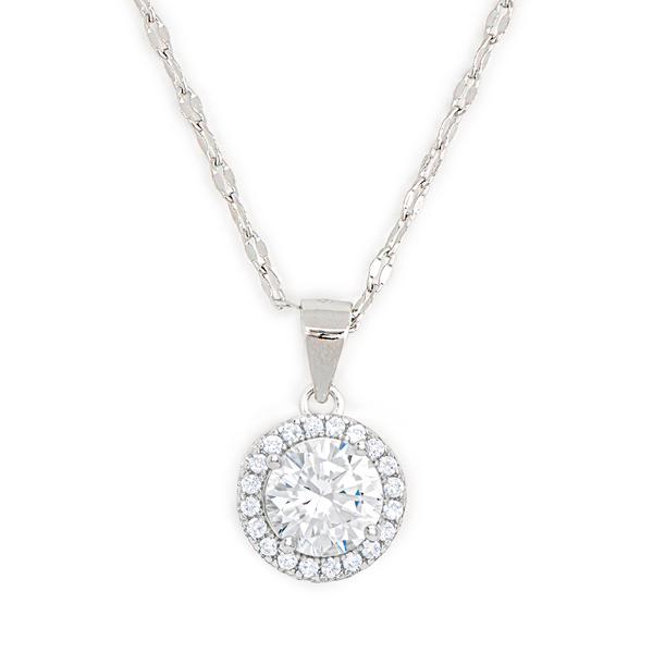 Gianni Argento Sterling & Lab White Sapphire Halo Pendant