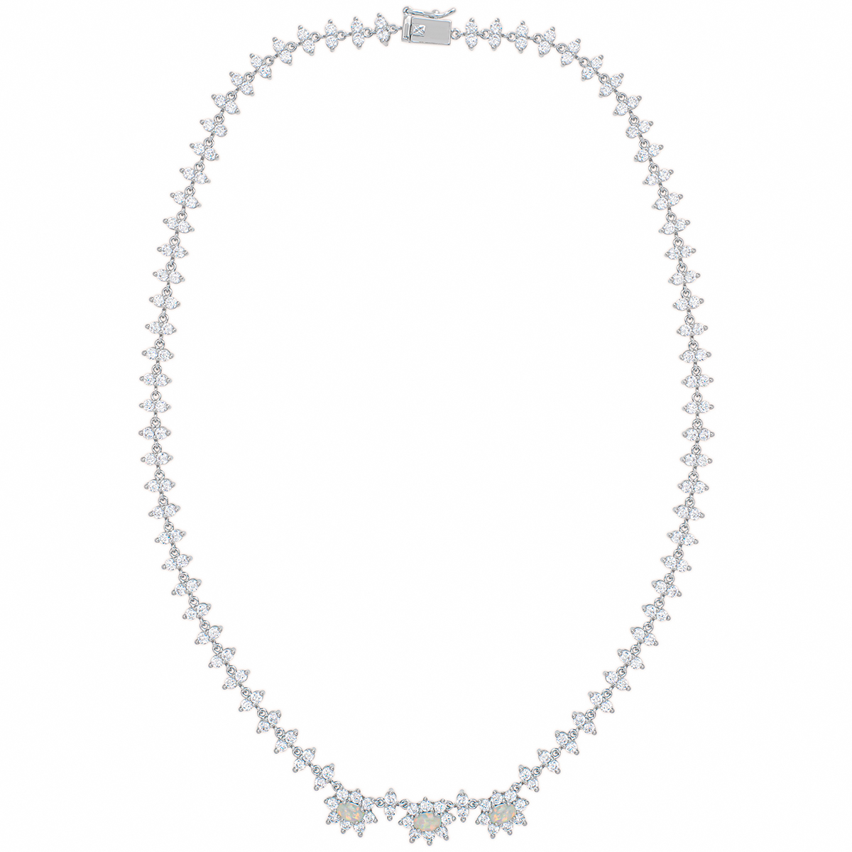 Gianni Argento Lab Created Opal/CZ Necklace