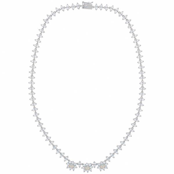Gianni Argento Lab Created Opal/CZ Necklace