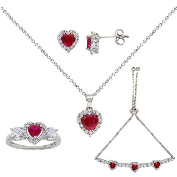 Gianni Argento Sterling 4pc. Gemstone Heart Set