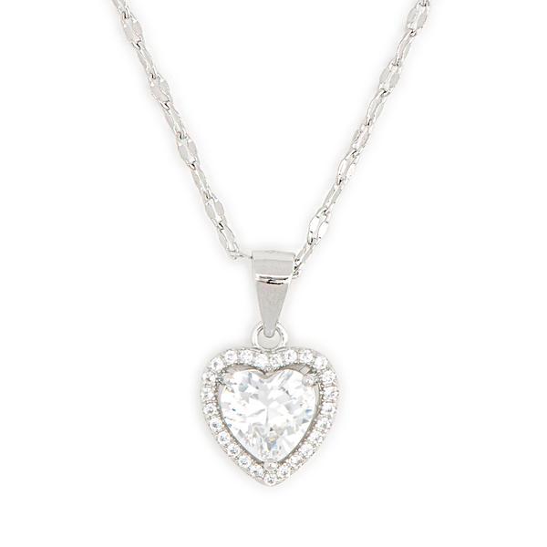 Gianni Argento Sterling Silver White Sapphire Heart Halo Pendant