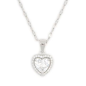Gianni Argento Sterling Silver White Sapphire Heart Halo Pendant