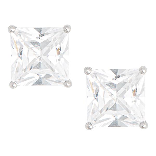 Gianni Argento White Sapphire Square Stud Earrings