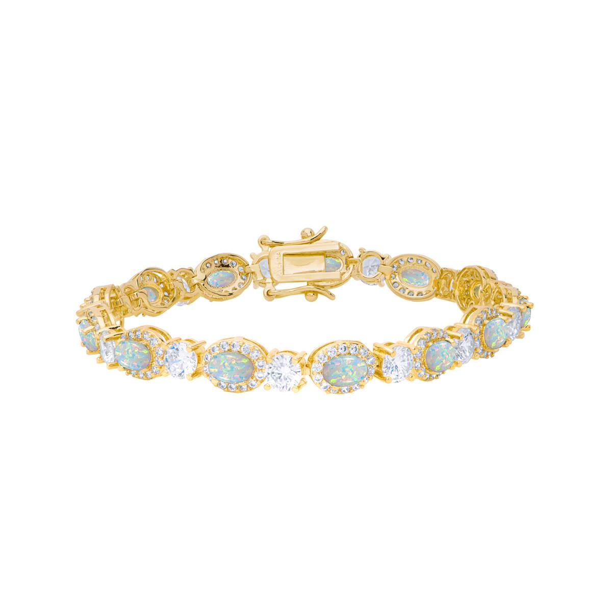 Gianni Argento Gold Plated Lab Opal Oval Bracelet