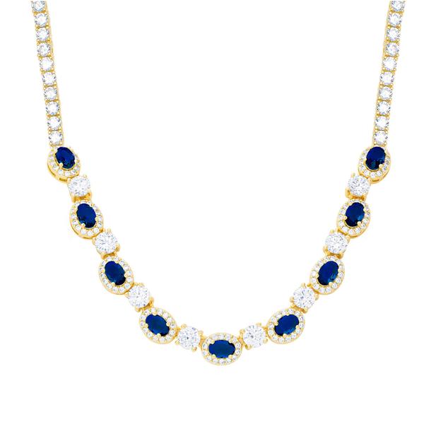 Gianni Argento Lab Sapphire Oval Frontal Necklace