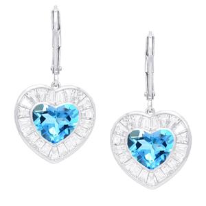 Gianni Argento Blue Topaz & CZ Heart Earrings