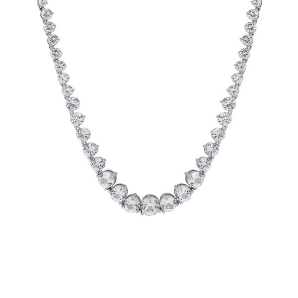 Gianni Argento Lab Grown White Sapphire Graduated Round Necklace