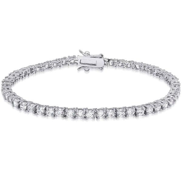 Gianni Argento Lab Grown White Sapphire Round Tennis Bracelet