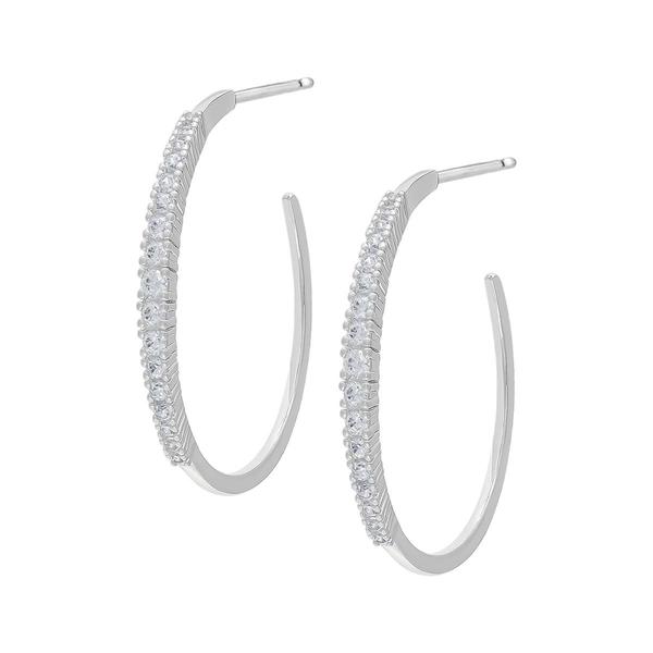 Gianni Argento Lab Grown White Sapphire Graduated Hoop Earrings