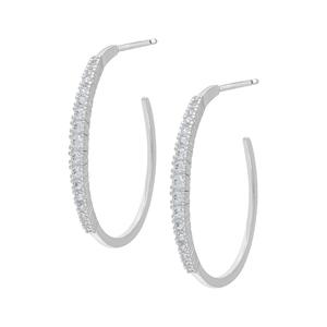 Gianni Argento Lab Grown White Sapphire Graduated Hoop Earrings