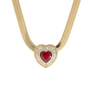 Gianni Argento Lab Grown Ruby & CZ Heart Necklace