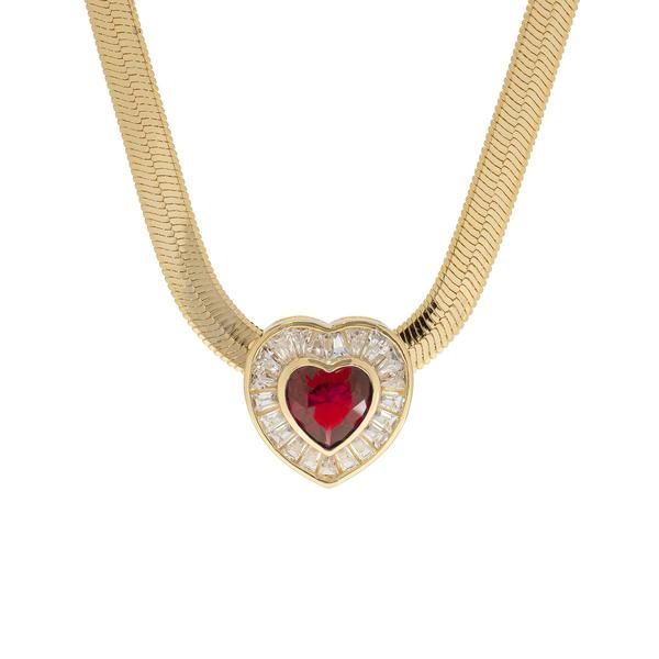 Gianni Argento Lab Grown Ruby & CZ Heart Necklace