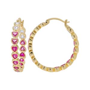 Gianni Argento Fine Heart Lab Grown Ruby Ombre Hoop Earrings