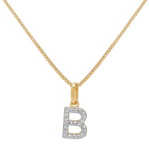 Gianni Argento Two-Tone Lab White Sapphire B Pendant Necklace