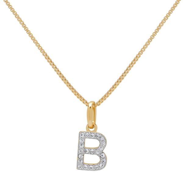 Gianni Argento Two-Tone Lab White Sapphire B Pendant Necklace