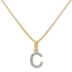 Gianni Argento Two-Tone Lab White Sapphire C Pendant Necklace