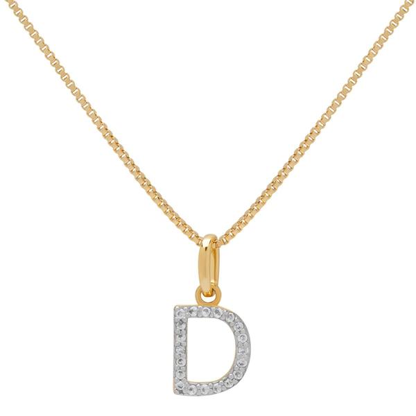 Gianni Argento Two-Tone Lab White Sapphire Initial D Pendant