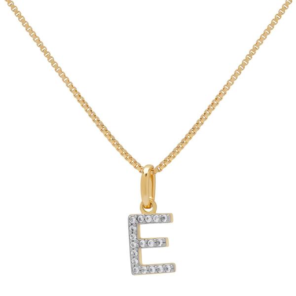 Gianni Argento Two-Tone Lab White Sapphire Initial E Pendant