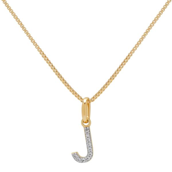 Gianni Argento Two-Tone Lab White Sapphire Initial J Pendant
