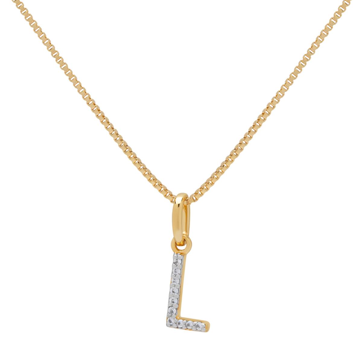 Gianni Argento Two-Tone Lab White Sapphire Initial L Pendant