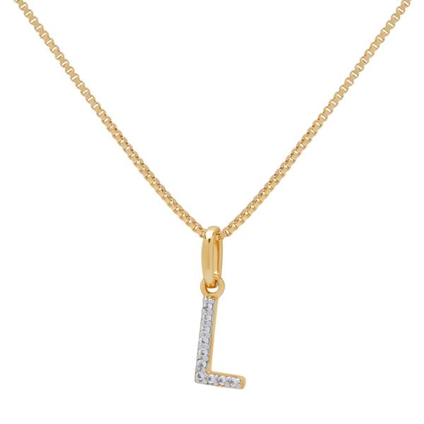 Gianni Argento Two-Tone Lab White Sapphire Initial L Pendant