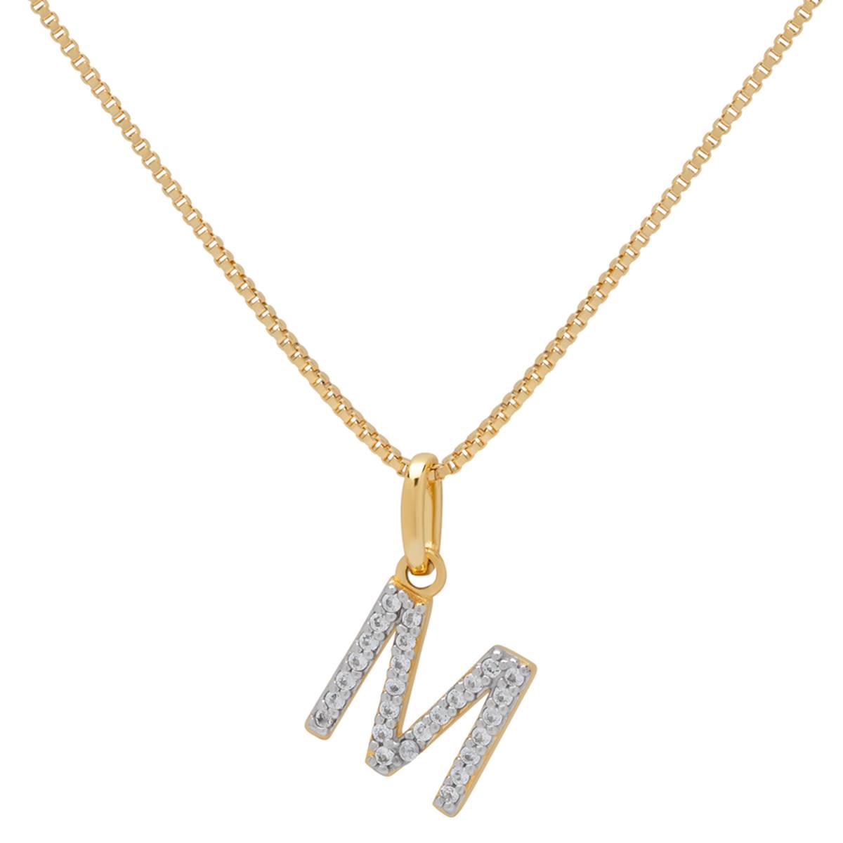 Gianni Argento Two-Tone Lab White Sapphire Initial M Pendant