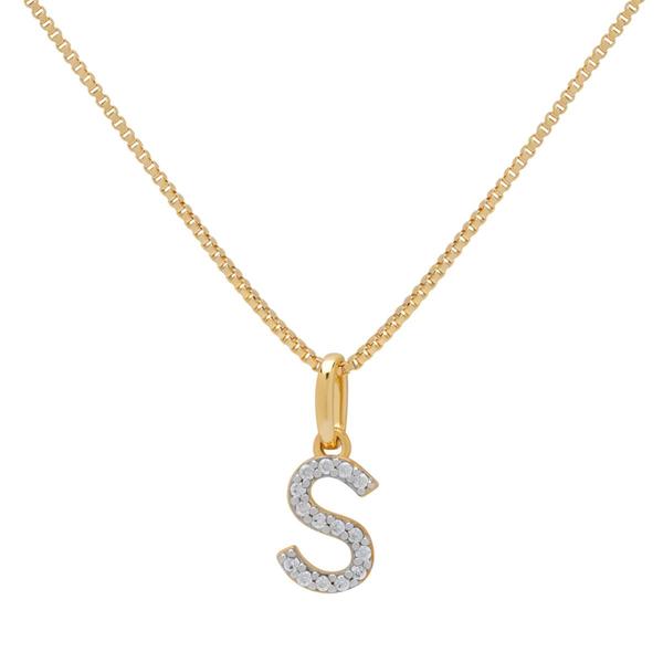 Gianni Argento Two-Tone Lab White Sapphire Initial S Pendant