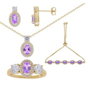 Gianni Argento 4pc. Amethyst Oval Halo Set