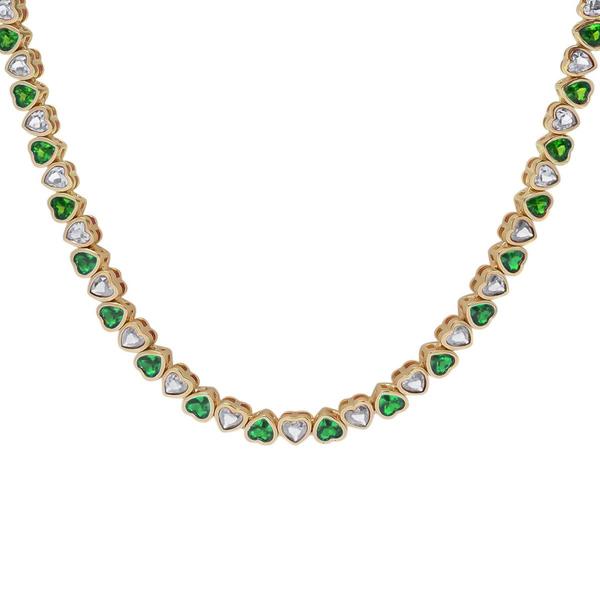 Gianni Argento Gold Plated Lab Emerald Bezel Heart Necklace