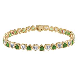 Gianni Argento Gold Plated Lab Emerald Bezel Heart Bracelet