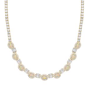 Gianni Argento Gold Plated Lab Opal Halo Statement Necklace