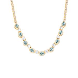Gianni Argento Yellow Gold & Blue Topaz Oval Halo Link Necklace
