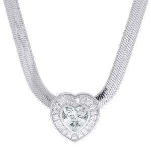 Gianni Argento Lab Grown White Sapphire Baguette Heart Necklace
