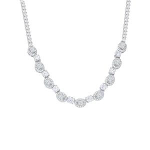 Gianni Argento Lab Grown White Sapphire Oval Halo Link Necklace