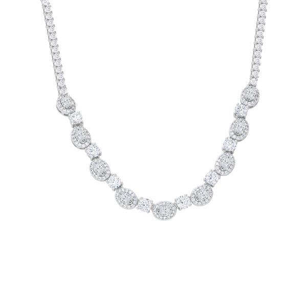 Gianni Argento Lab Grown White Sapphire Oval Halo Link Necklace
