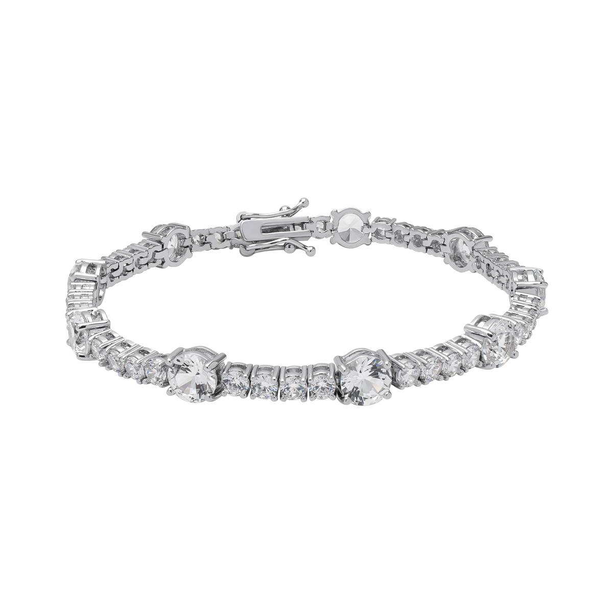 Gianni Argento Lab Grown White Sapphire Round Link Bracelet