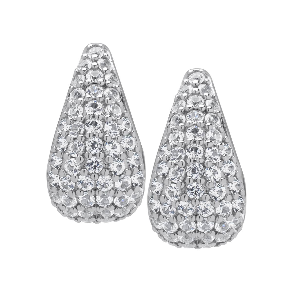 Gianni Argento Lab Grown White Sapphire Pave Teardrop Earrings