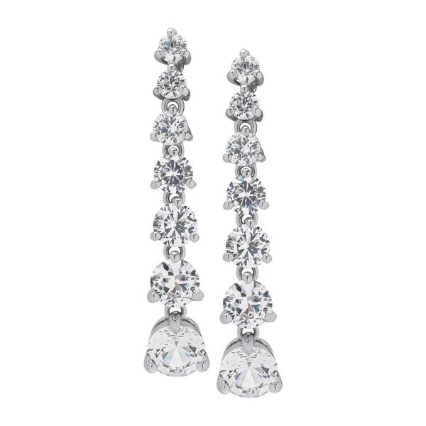 Gianni Argento Lab Grown White Sapphire Graduated Dangle Earrings