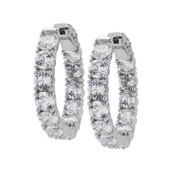 Gianni Argento Lab Grown White Sapphire Inside Out Hoop Earrings