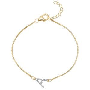 Gianni Argento 14kt. Gold Lab White Sapphire Initial A Bracelet
