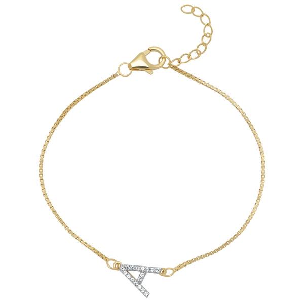 Gianni Argento 14kt. Gold Lab White Sapphire Initial A Bracelet