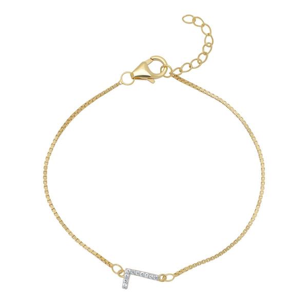 Gianni Argento 14kt. Gold Lab White Sapphire Initial L Bracelet