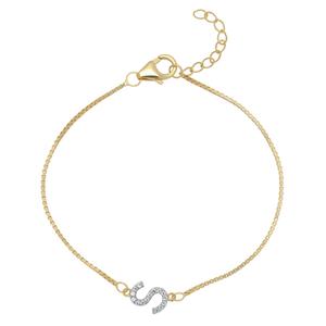 Gianni Argento 14kt. Gold Lab White Sapphire Initial S Bracelet