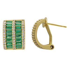 Gianni Argento Lab Grown Emerald Baguette Omega Hoop Earrings alternate view