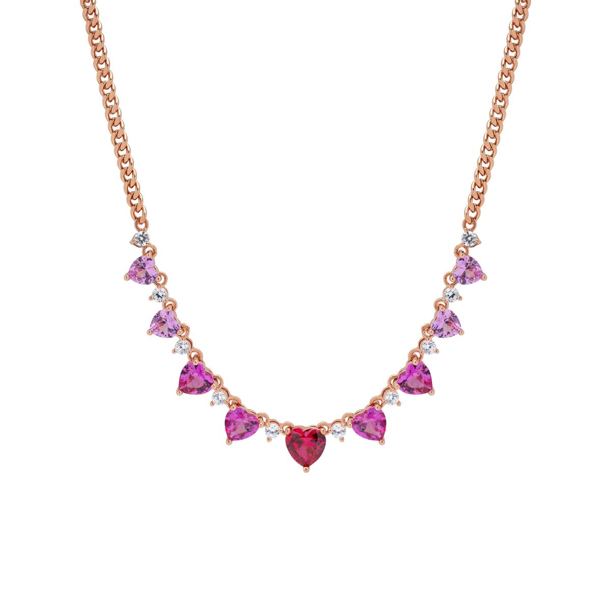 Gianni Argento Lab Grown Ruby & Sapphire Ombre Heart Necklace