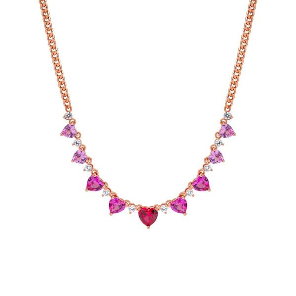 Gianni Argento Lab Grown Ruby & Sapphire Ombre Heart Necklace