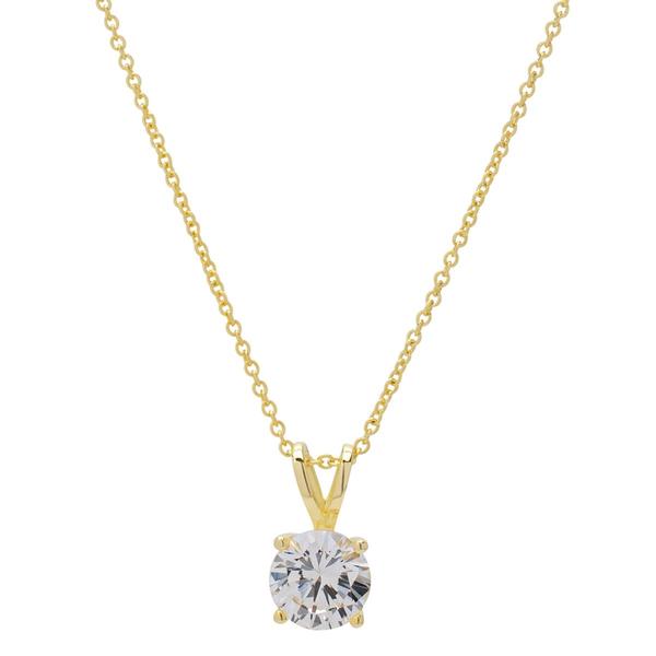 Gianni Argento Lab White Sapphire 7mm Round Pendant Necklace