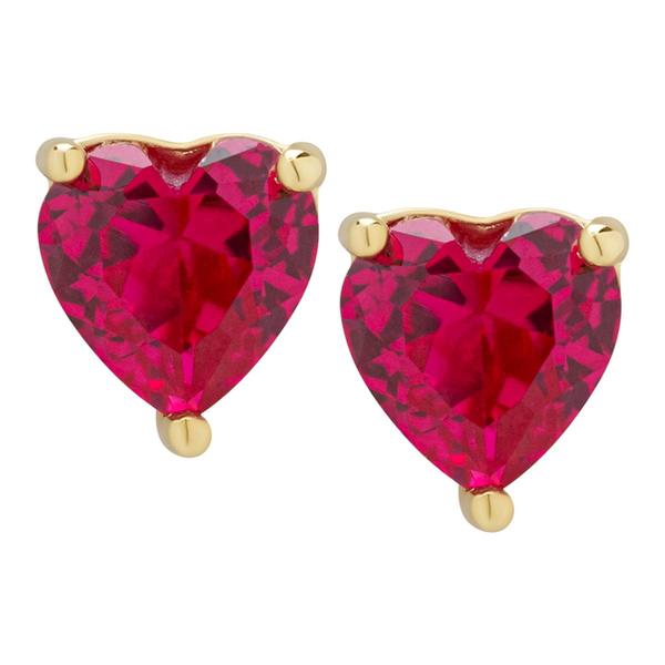 Gianni Argento Gold over Silver Lab Ruby Heart Stud Earrings